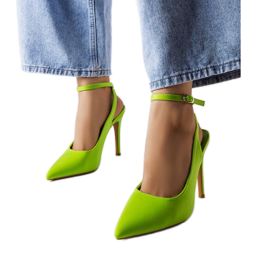 COS Square-Toe Block-Heeled Sandals in BRIGHT GREEN | Endource