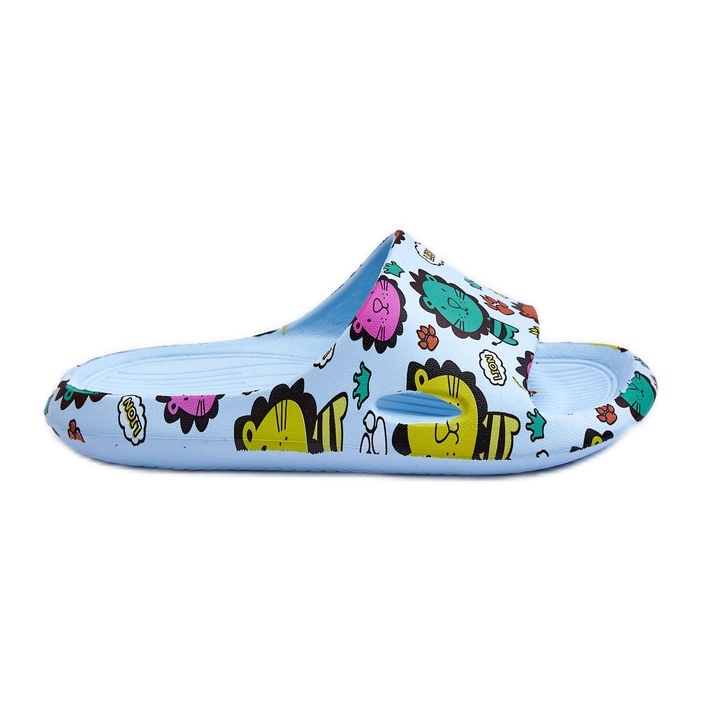 WJ1 Children's Light Foam Slides Lion Motif Blue Esther