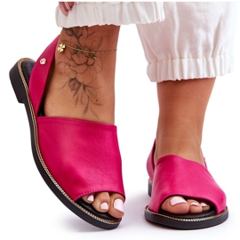Lemar Fuchsia Alivia Leather Slip-on Sandals pink
