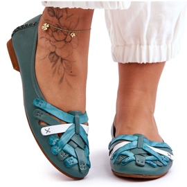 Women's Leather Ballerinas Maciejka 01358-36 Turquoise green Women's Leather Ballerinas Maciejka 01358-36 Turquoise green