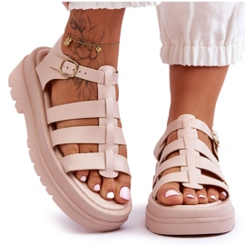Leather Sandals With Beige Colet Stripes