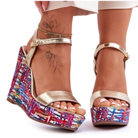Women's Sandals On A Colorful Wedge Golden Malibu