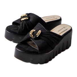 Goodin Laura women's black wedge slippers Goodin Laura women's black wedge slippers