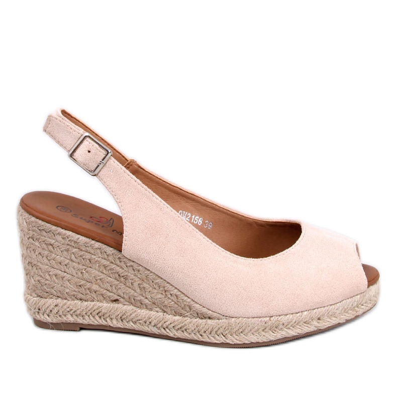 Nevil Beige open toe wedge espadrilles