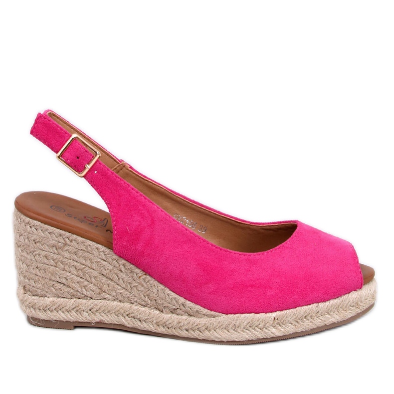 Nevil Fuchsia open toe wedge espadrilles pink