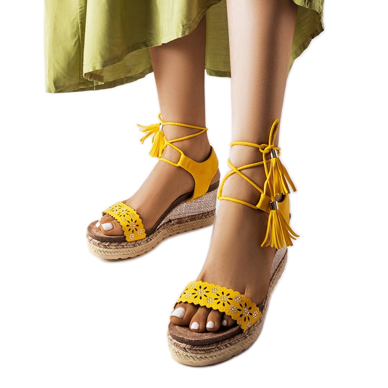 Tahoe yellow wedge espadrilles