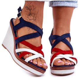 Seastar Wedge sandals with straps, navy blue multicolored Seastar Wedge sandals with straps, navy blue multicolored