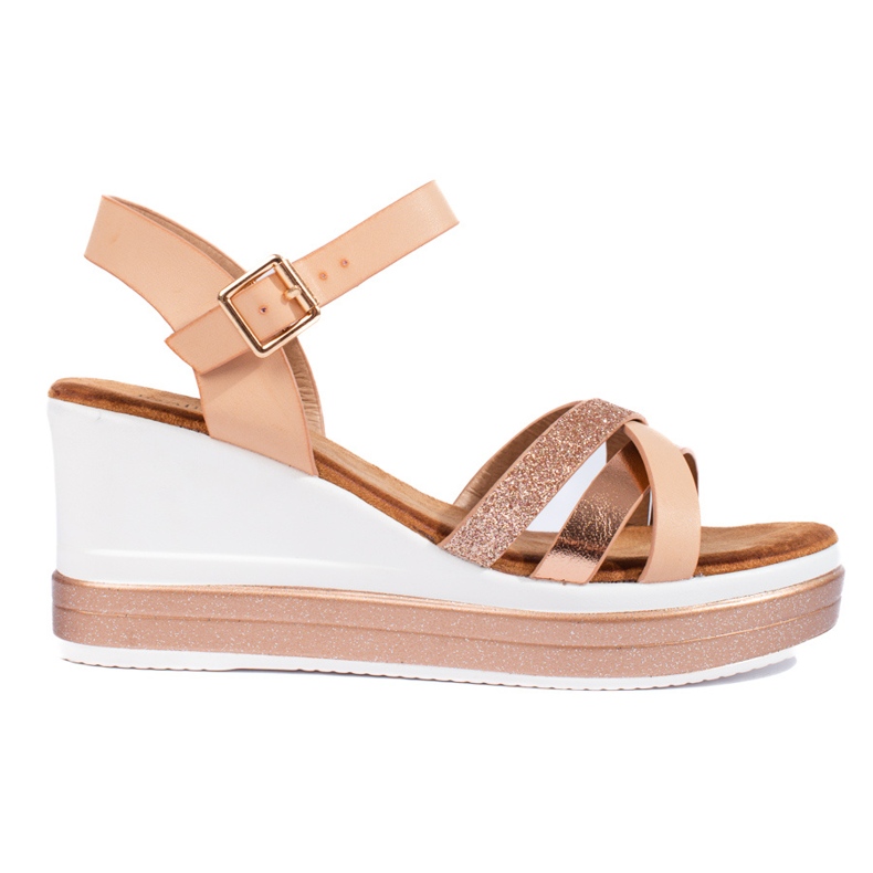 Women's beige Shelovet wedge sandals