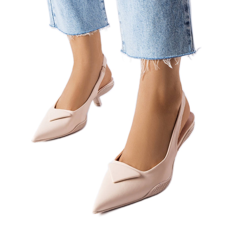Beige low heel sandals from Gougeon