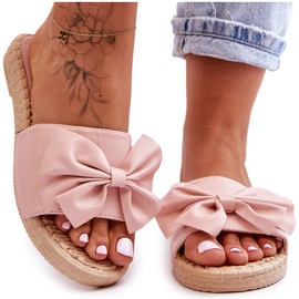 Fashionable women's slippers with a pink Estera bow