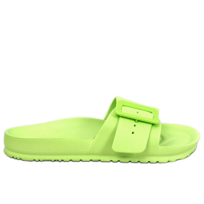 Romero Green rubber slides with a buckle