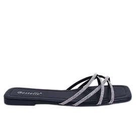 Rexha Black rhinestone sliders