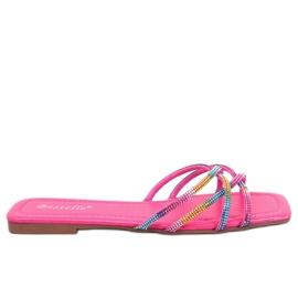 Rexha Fuchsia Rhinestone Slippers pink