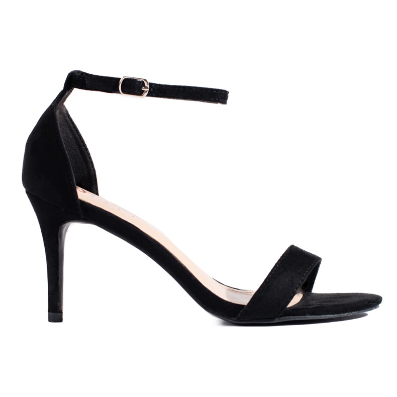 Black suede high heel sandals from Shelovet