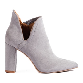 Women's gray high boots with a cut-out Shelovet grey