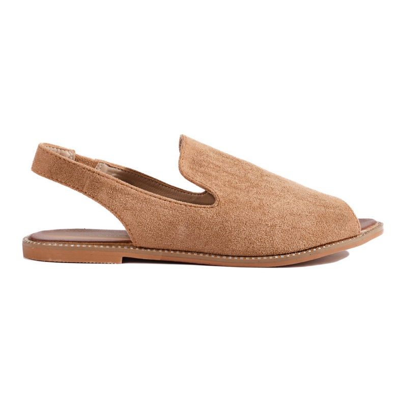 Women's brown suede Shelovet open toe sandals beige