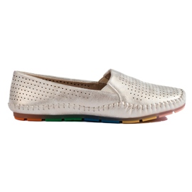 Women's openwork slip-on loafers Shelovet gold golden Women's openwork slip-on loafers Shelovet gold golden