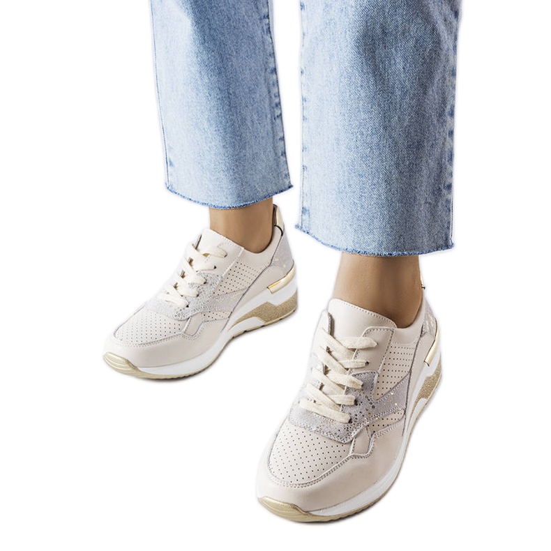 Goodin Beige perforated sneakers from Manfrin
