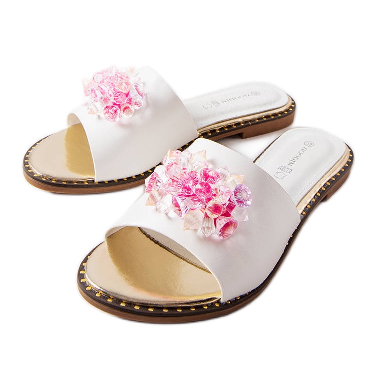 Inna White slippers with Lowa crystals