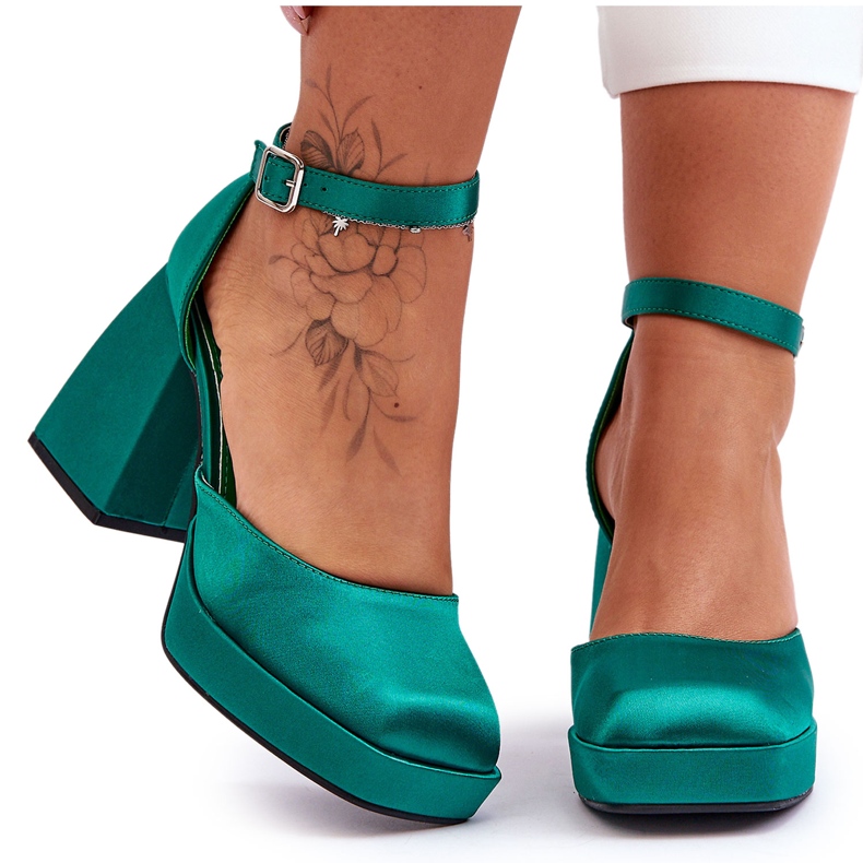 Fashionable Pumps On Massive Heels Green Sandia Fashionable Pumps On Massive Heels Green Sandia