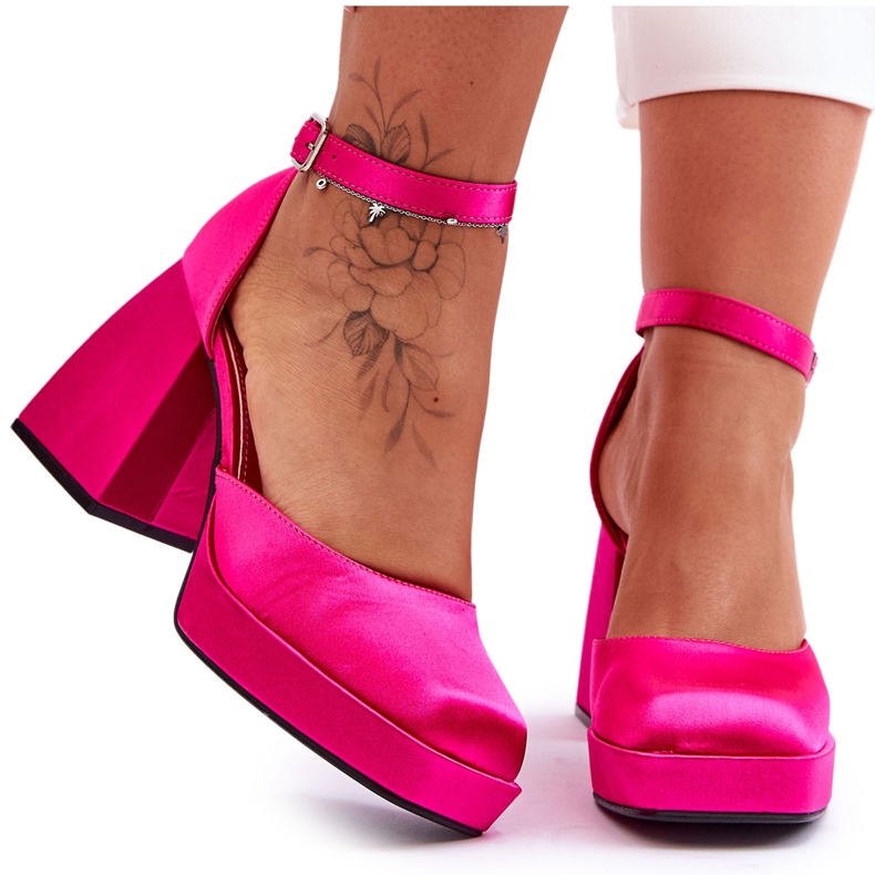 Fashionable Pumps On Massive Heels Fuchsia Sandia pink Fashionable Pumps On Massive Heels Fuchsia Sandia pink