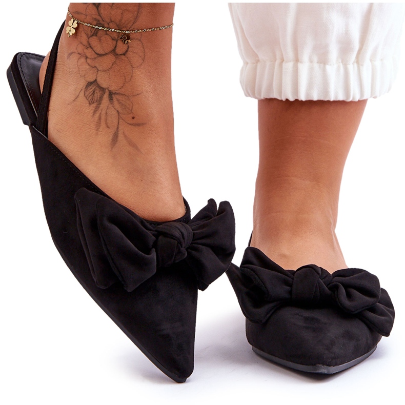 Women's Slip-On Ballerinas With Bow Black Nadine
