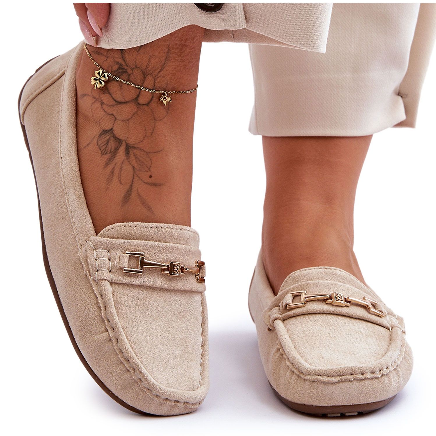Women s Classic Suede Loafers Beige Corinell
