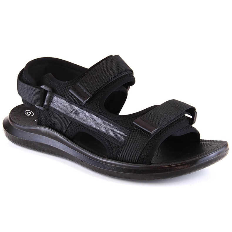 Black men's sports sandals with Velcro News 23MN02-5801 Black men's sports sandals with Velcro News 23MN02-5801