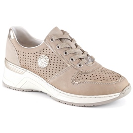 Rieker N4346-60 women's beige openwork wedge sports shoes