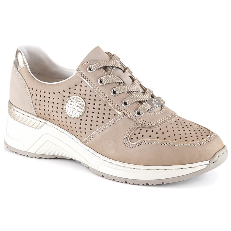 Rieker N4346-60 women's beige openwork wedge sports shoes