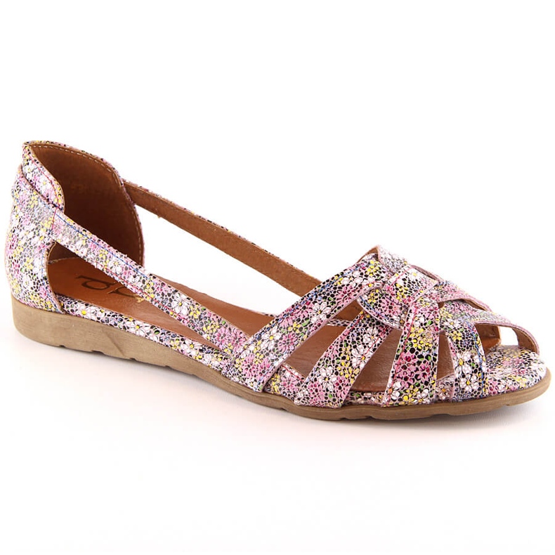 Women's leather slip-on sandals in multicolor Dolce Pietro FW195 multicolored