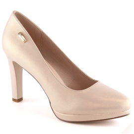 Women's pumps with high heels and platform beige chamoiss Sergio Leone 1431 Women's pumps with high heels and platform beige chamoiss Sergio Leone 1431