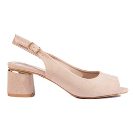 Shelovet suede low heel sandals in beige