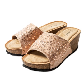 Pink rhinestone wedge sandals from Guymon