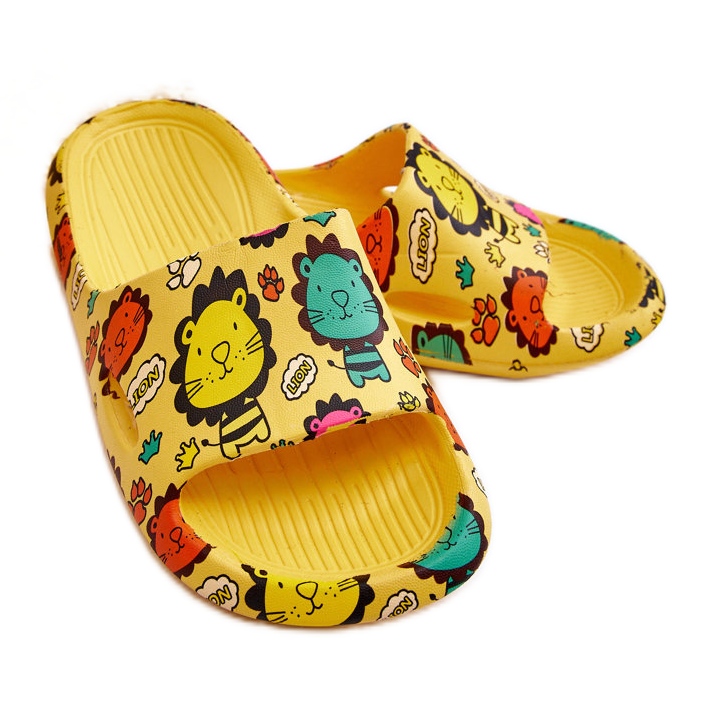 Children's Light Foam Slippers Lion Motif Yellow Esther