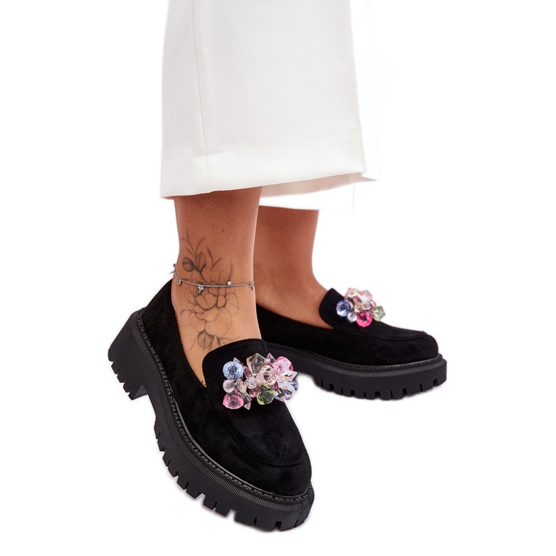PS1 Women's Crystal Loafers Black Avril