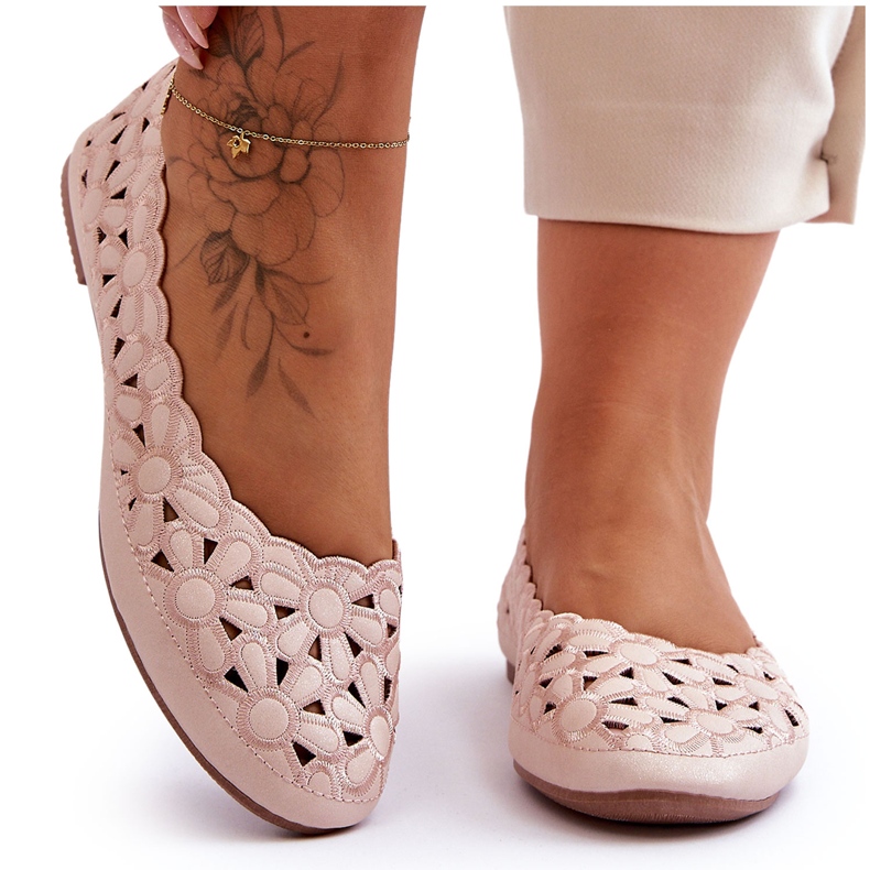 PE1 Women's Openwork Glossy Ballerinas Pink Visionary