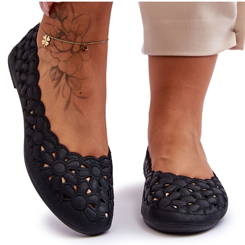 PE1 Women's Openwork Ballerinas Black Visionary