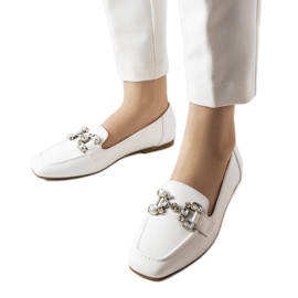 Marechal white loafers with rhinestones