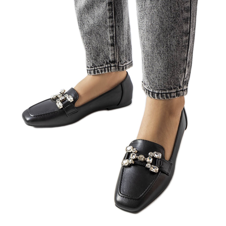 Black loafers with rhinestones from Marechal Black loafers with rhinestones from Marechal