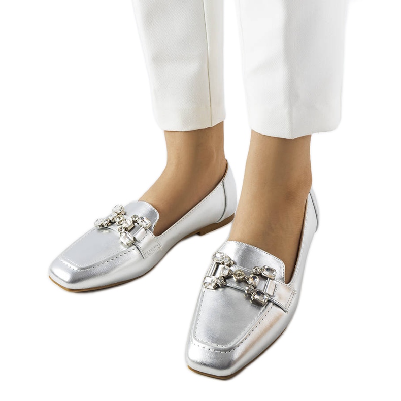Marechal silver loafers with cubic zirconia