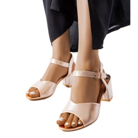 Gold sandals on Vinceza's post beige