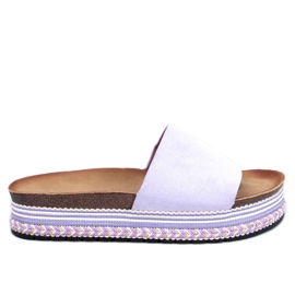 Demou Purple embellished sliders violet Demou Purple embellished sliders violet