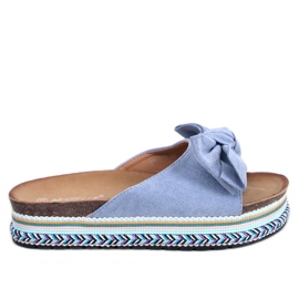 Delair Blue high sole bow sandals Delair Blue high sole bow sandals