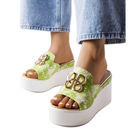 Havanna green wedge sliders
