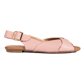 Pink flat sandals in imitation leather from Vinceza