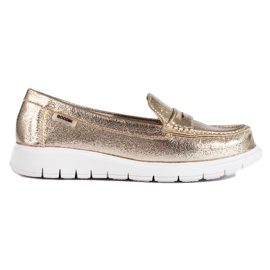Gold moccasins on a thick Shelovet platform golden Gold moccasins on a thick Shelovet platform golden