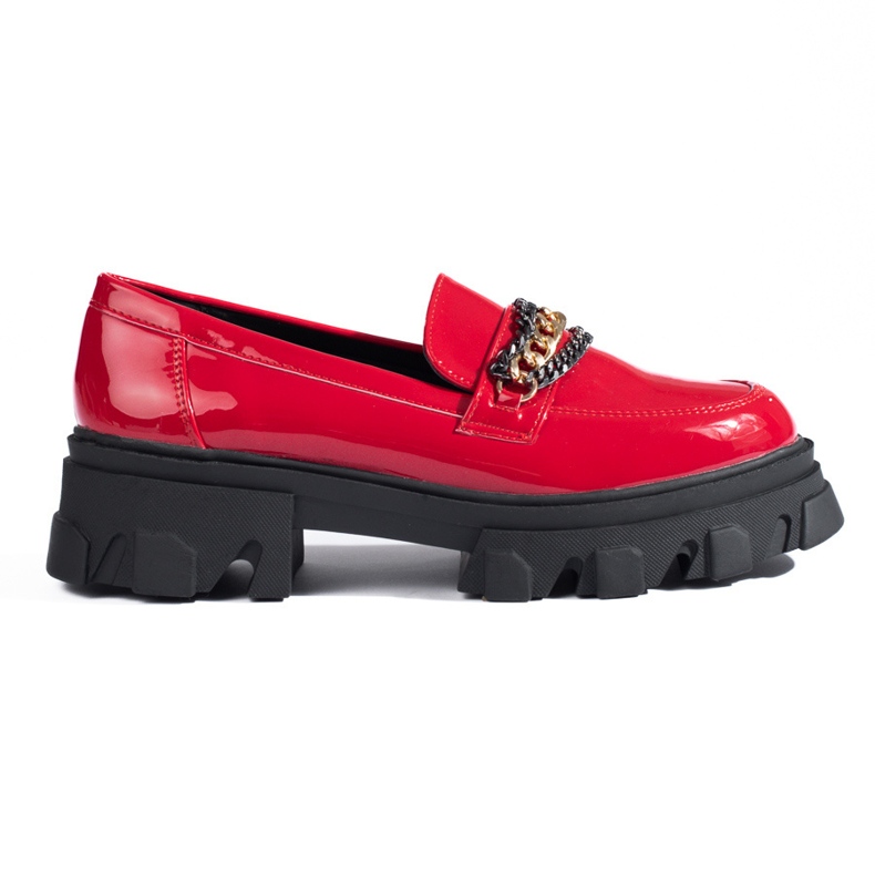 Red patent loafers with Shelovet thick soles Red patent loafers with Shelovet thick soles