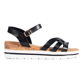 Women's Shelovet black low wedge sandals Women's Shelovet black low wedge sandals