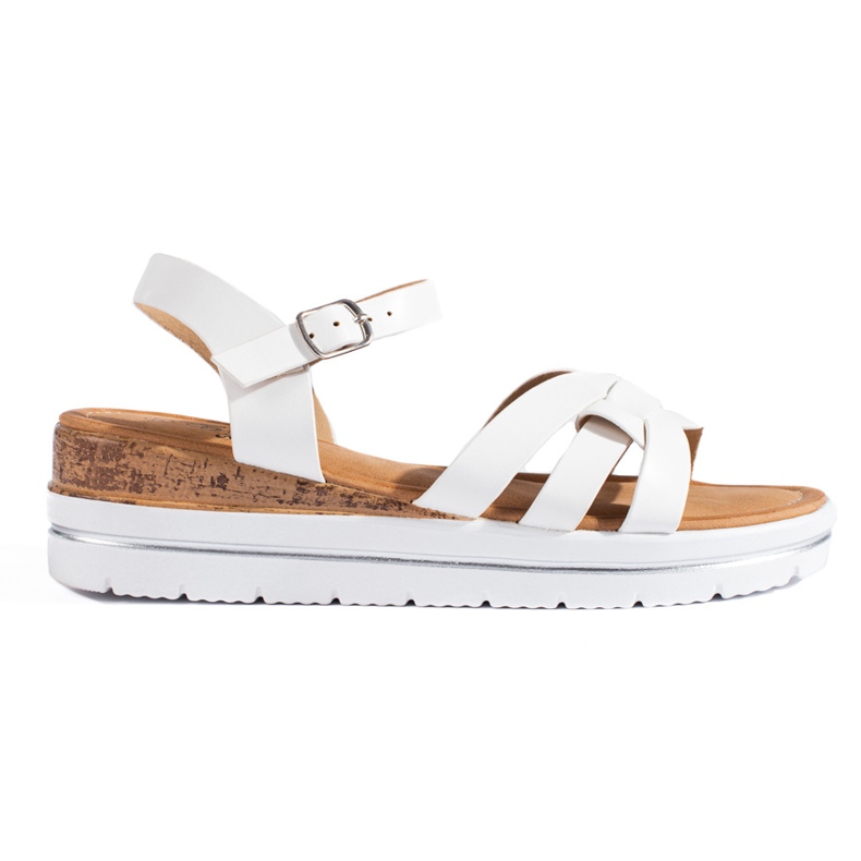 Women's Shelovet white low wedge sandals